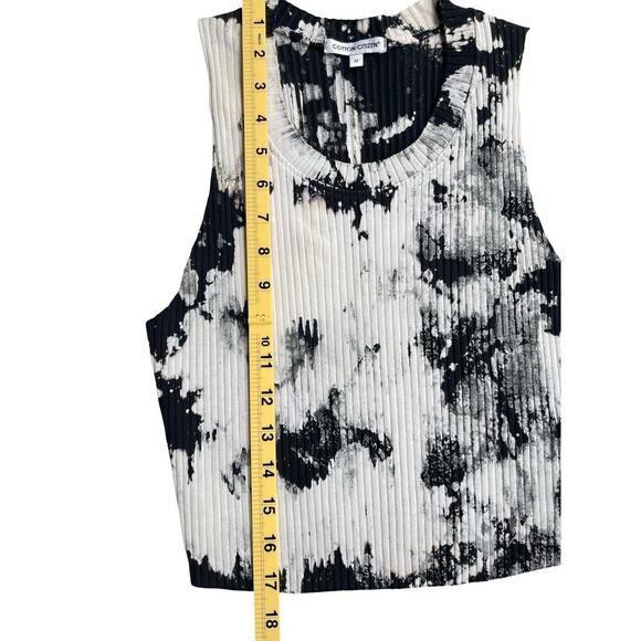 Cotton Citizen Ibiza Crop Tank Top Black White Tie Dye Ribbed Stretch - Medium - Picture 10 of 15